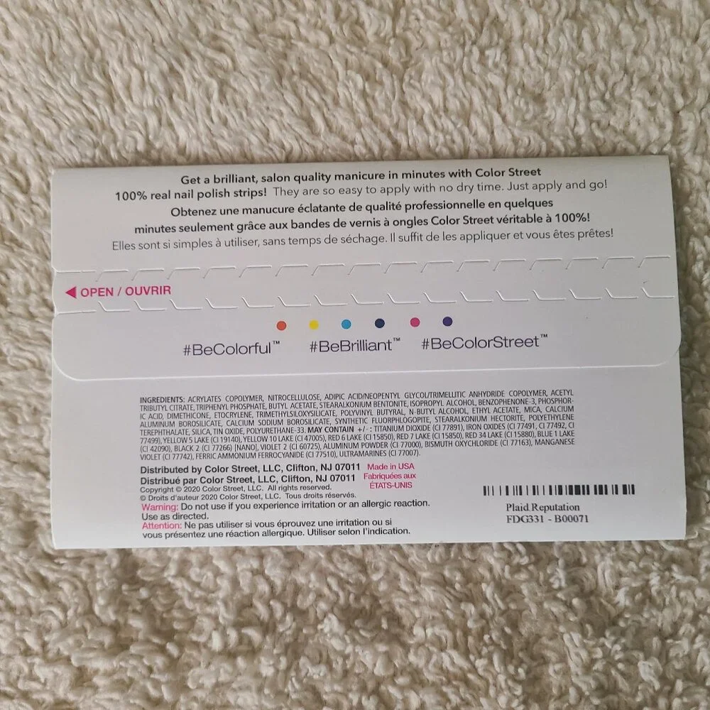 Color Street Plaid Reputation 100% Real Nail Polish Strips